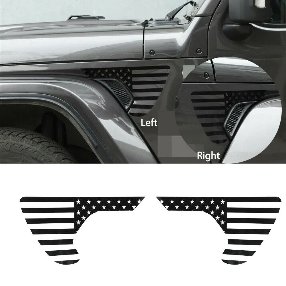 PVC Sticker 2pcs Black Flag Leaf Fender Sticker Trim For Jeep Wrangler JL/JT Gladiator2018-2020  Car Charming Luxury Vivid