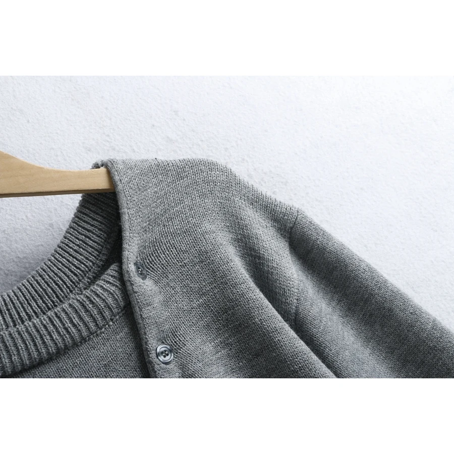 Fall Faion Asymmetrischer Strickpullover mit Knöpfen, rund, Ne Long Sve Damen-Cardigan, Sli, schlankmachend, vielseitiger Pendler