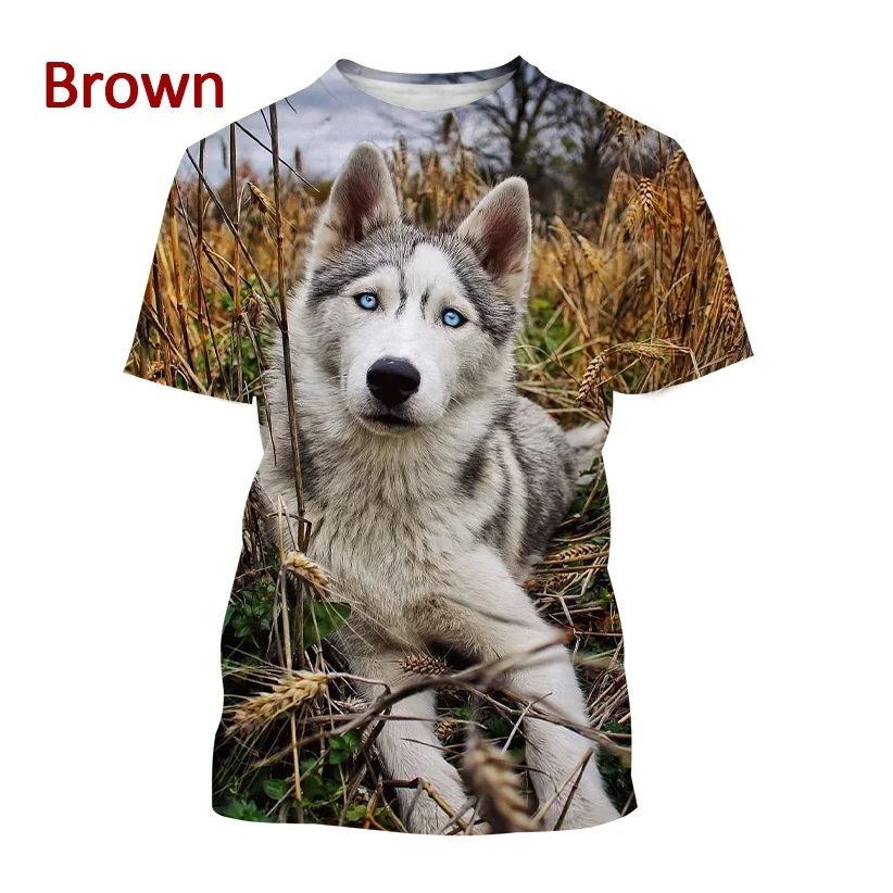 Summer Fashion Pet Dog Husky 3D Printed T-shirt Men and Women Casual Harajuku Street Style Round Neck Short Sleeve T-shirt Top