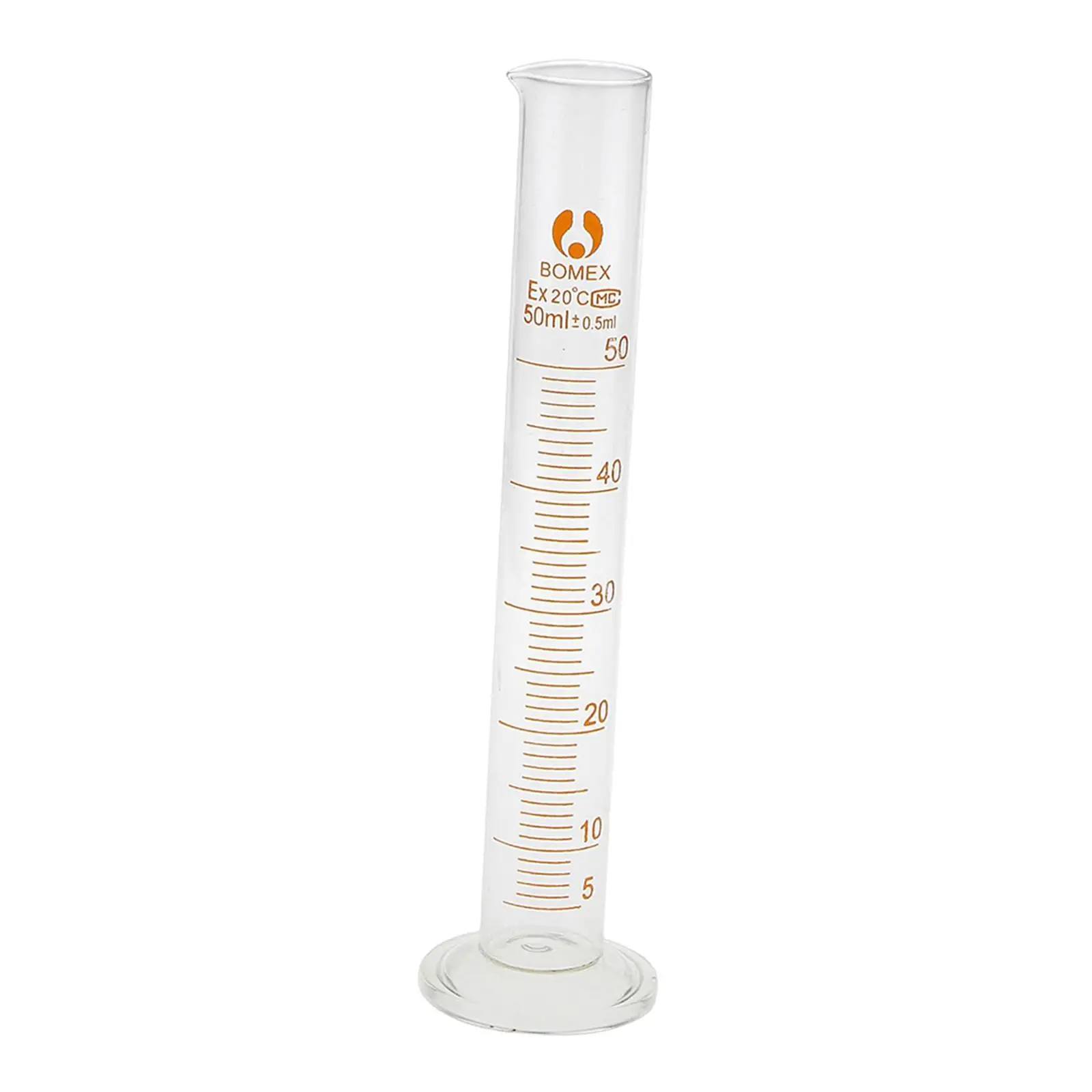 Laboratory Glass Graduated Cylinder 50ml Single Metric Borosilicate Heavy Duty for Scientific Measurement