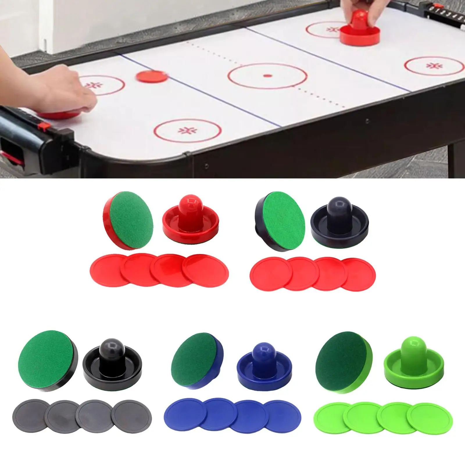 Air Hockey Pushers and Air Hockey Pucks, Slider Pusher for Kids Adult Felt Goal Handles Paddles for Air Hockey Tables Equipment