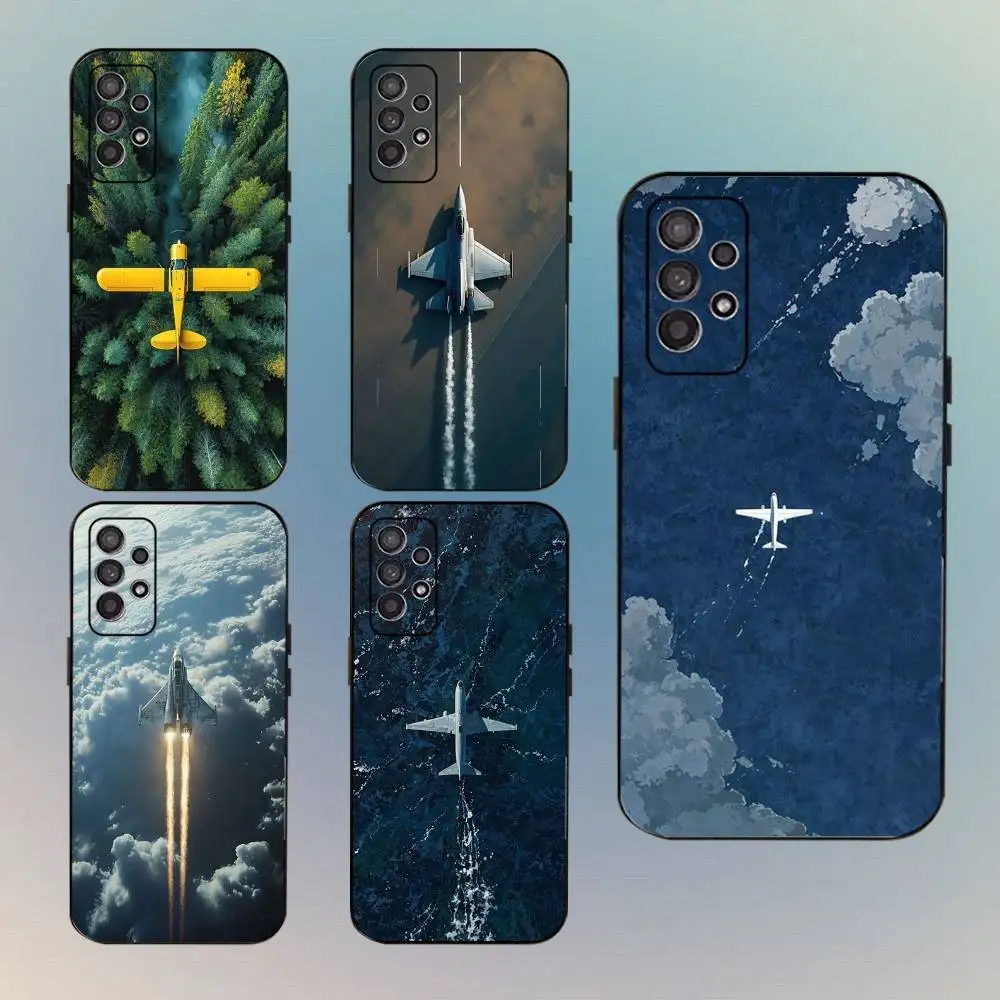 

Airplane Phone Case For Samsung Galaxy A13,A21s,A22,A31,A32,A52,A53,A71,A80,Soft Black Shell