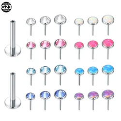 1PC ASTM F136 Titanium 16G Threadless Push Pin Labret Stud Opal CZ Cartilage Earring Helix Tragus Nose Stud Piercings Jewelry
