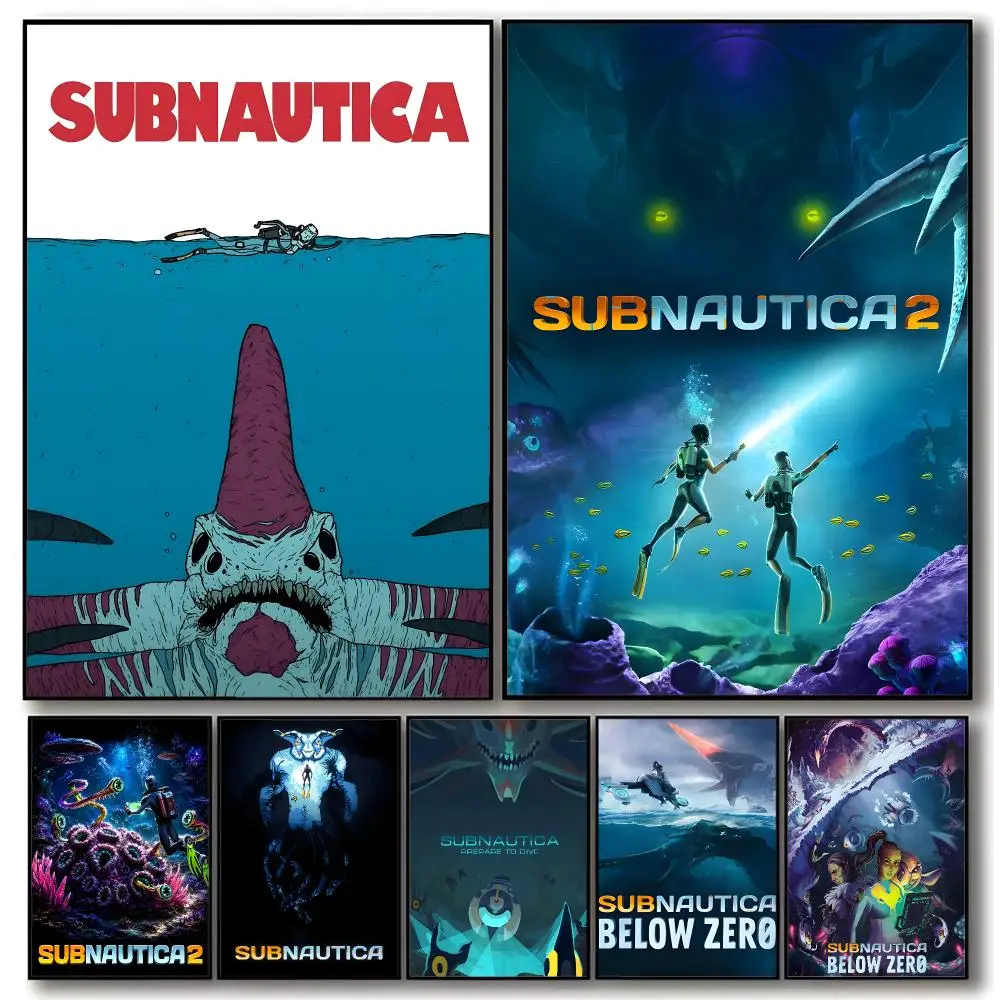 Survival Game S-subnautica Poster Trendy Aesthetic Wall Art Poster for Dorm Room Bedroom Decor
