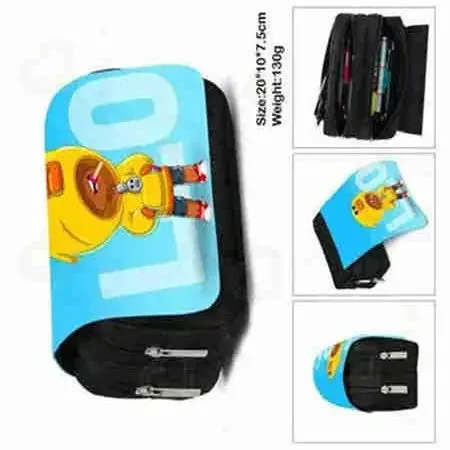 어린이 프린트 연필 케이스 게임 캔버스 스트레치 브롤러-히어로 더블 레이어 대용량 연필 상자, 귀여운 학교 문구 