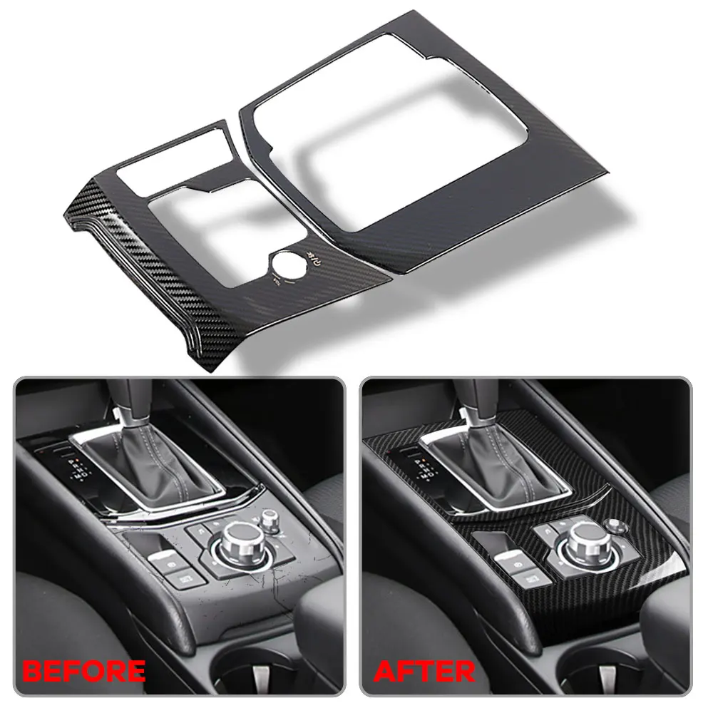 For Mazda CX-5 CX5 2017 2018 2019 2020 2021 LHD Carbon Fiber StyleCar Center Console Gear Shift Panel Cover Frame Sticker Trim