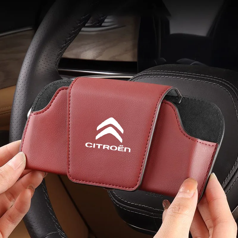 Leather Car Glasses Case For Citroen C1 C2 C3 C4 Picasso C5 DS3 DS4 Ds5 Sun Visor Sunglasses Clip Card Ticket Holders Auto Box