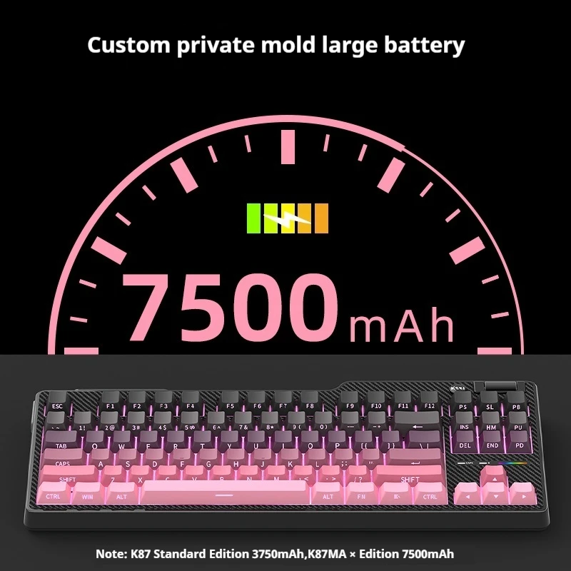 K87 Tri-Mode Gaming Mechanical Keyboard Wired Bluetooth 2.4g Wireless RGB Full Key Hot-Swap Side-Printed Ergonomic Keyboard