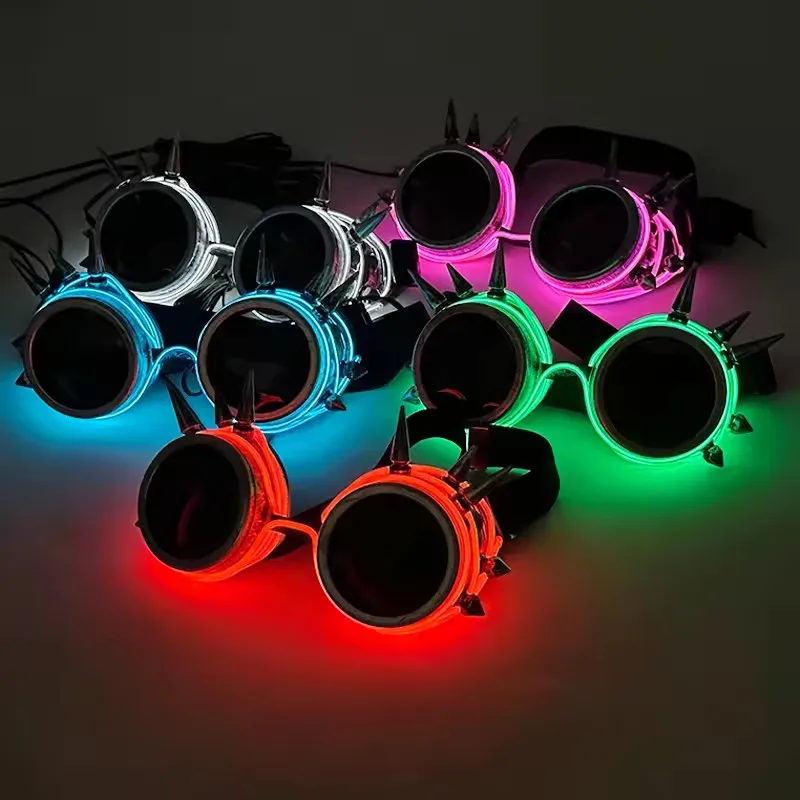 

New Luminous Glowing Glasses LED Steampunk Glasses With Lights Bar Nightclub Supplies Neon Sunglasses Eyewear Props