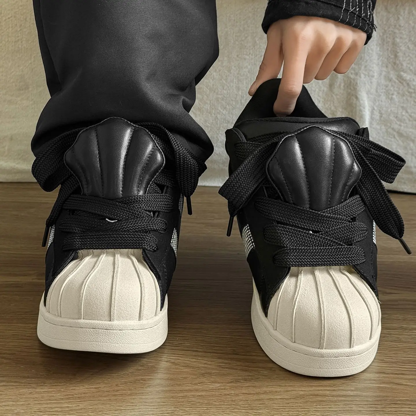 Classic Shell Head Male Sneakers Fashion Rhinestone Stripes Platform Couple Dad Shoes High Street Comfort original shoe trainers
