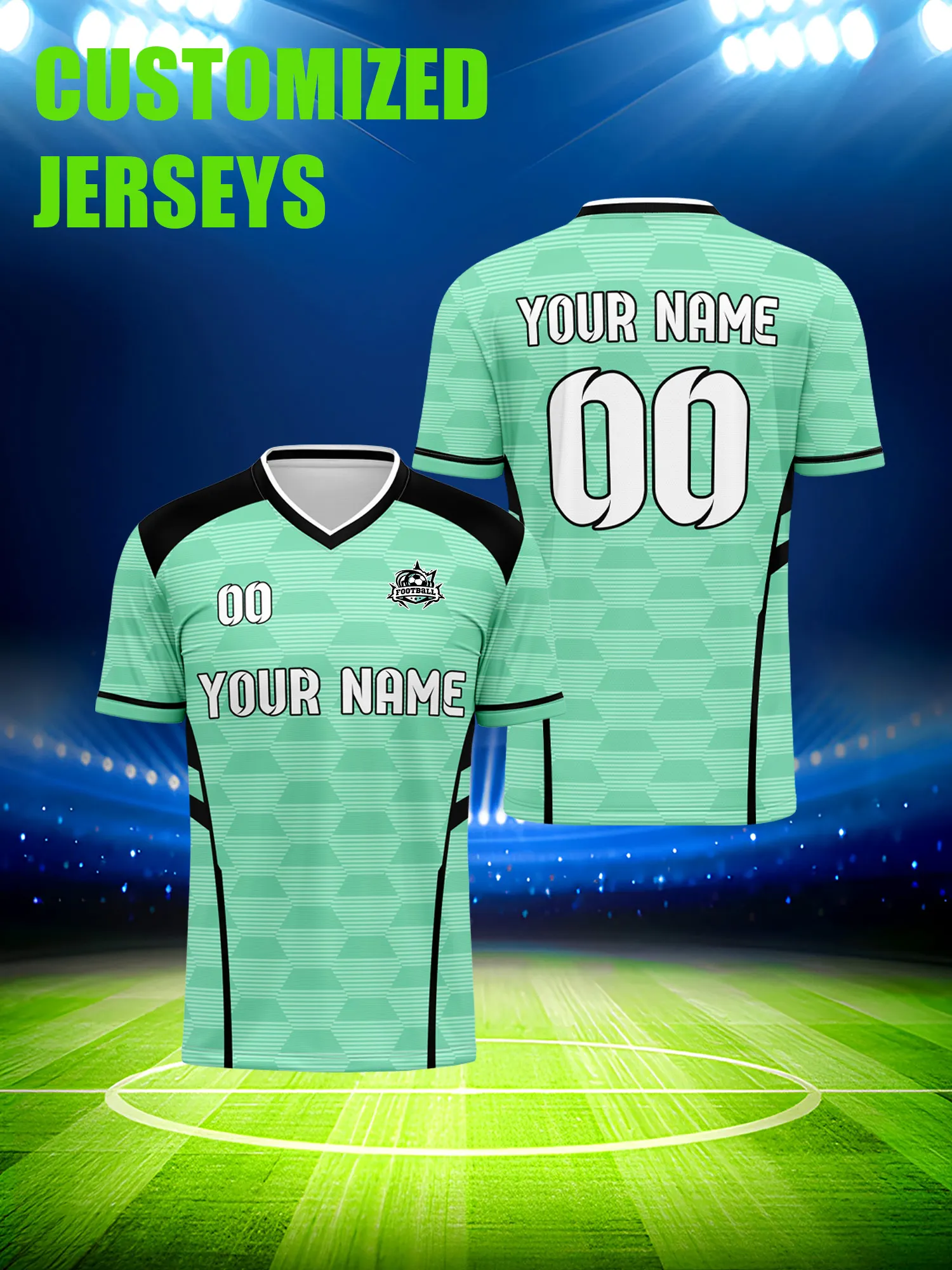 

Футболка для болельщиков с индивидуальным дизайном, номером и именем, создание на заказ через онлайн-платформу.