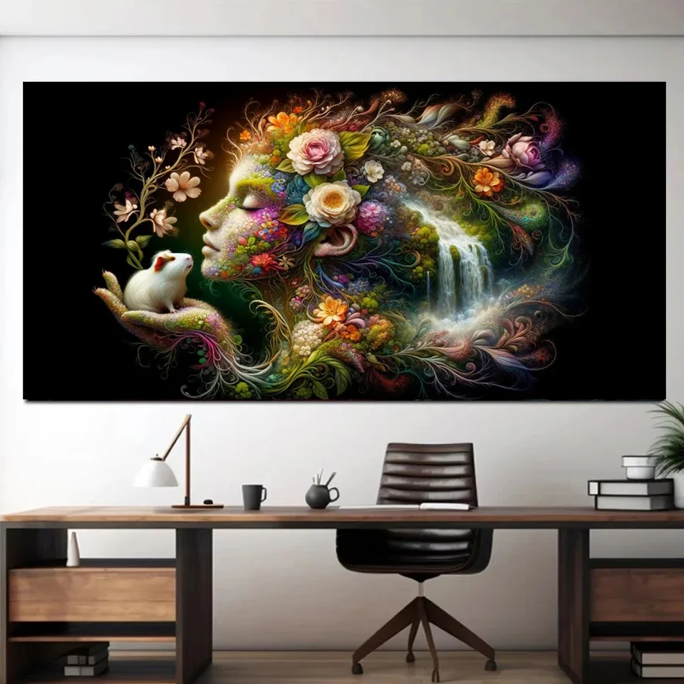 Mother Nature,Beautiful Face,Vibrant Plants,Flowers,DIY 5D Diamond Painting Kits Mosaic Diamond Embroidery Sale Large Size