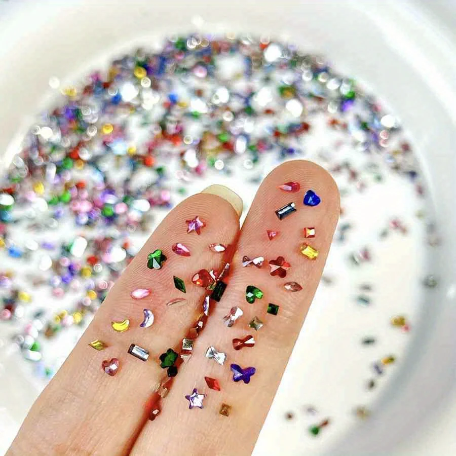 500/1000 Pz Mini Nail Art Strass Resina di cristallo Flatback Diamanti Forma mista Sparkle Unghie fai da te Decorazione manicure di lusso