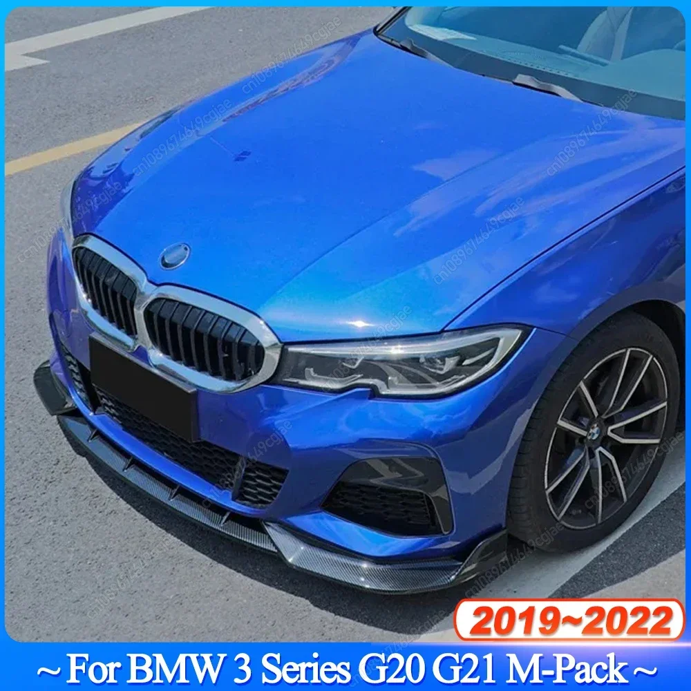 For BMW 3 Series G20 G21 320i 330i 318i M-Pack 2019-2022 Car Front Lower Bumper Lip Spoiler Splitter Body Kit Tuning Gloss Black