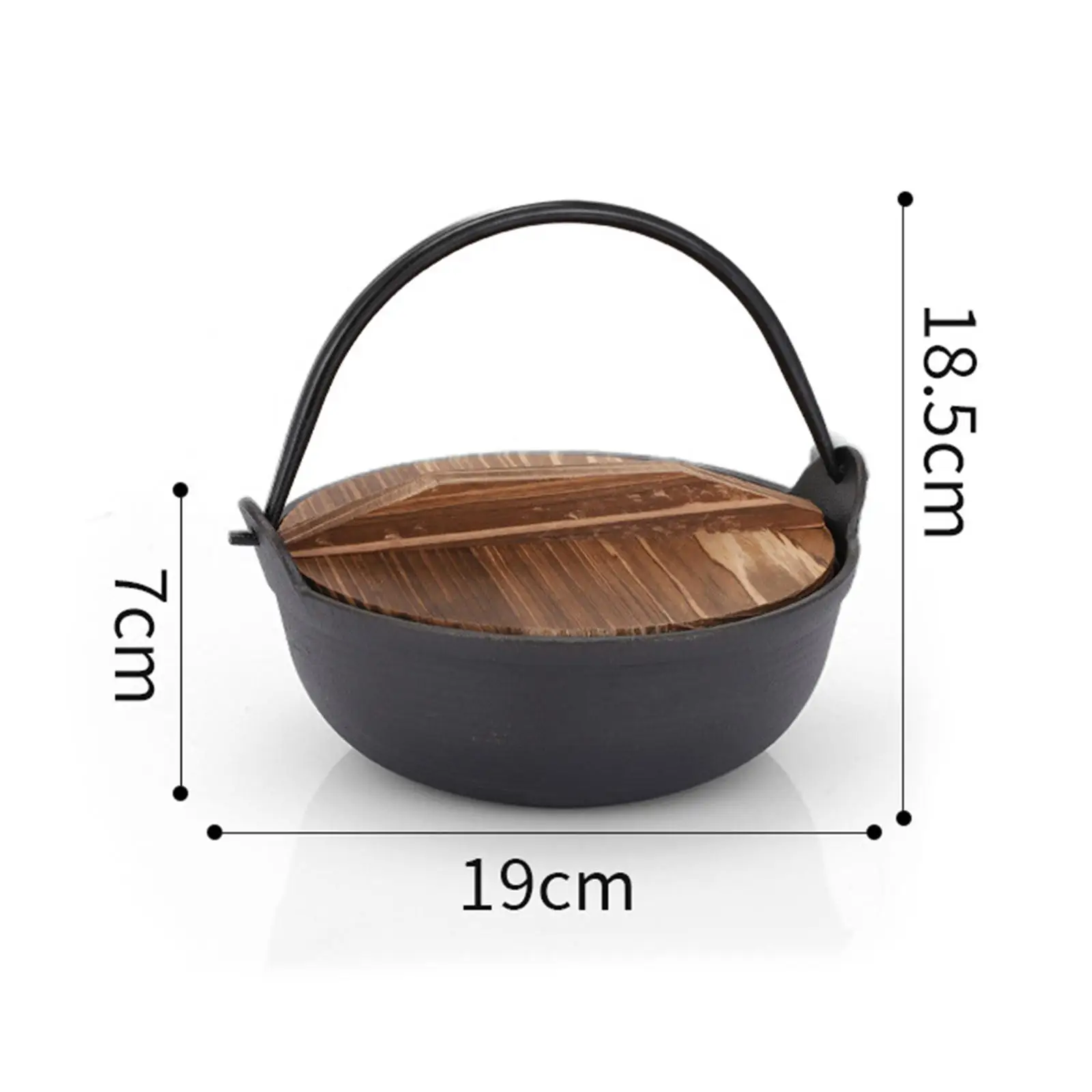 Nabe Sukiyaki Pot Shabu with Wooden Lid Camping Pot Stewpot Hanging Stew Souppot Cast Iron Round Outdoor Cast Iron Sukiyaki Pot