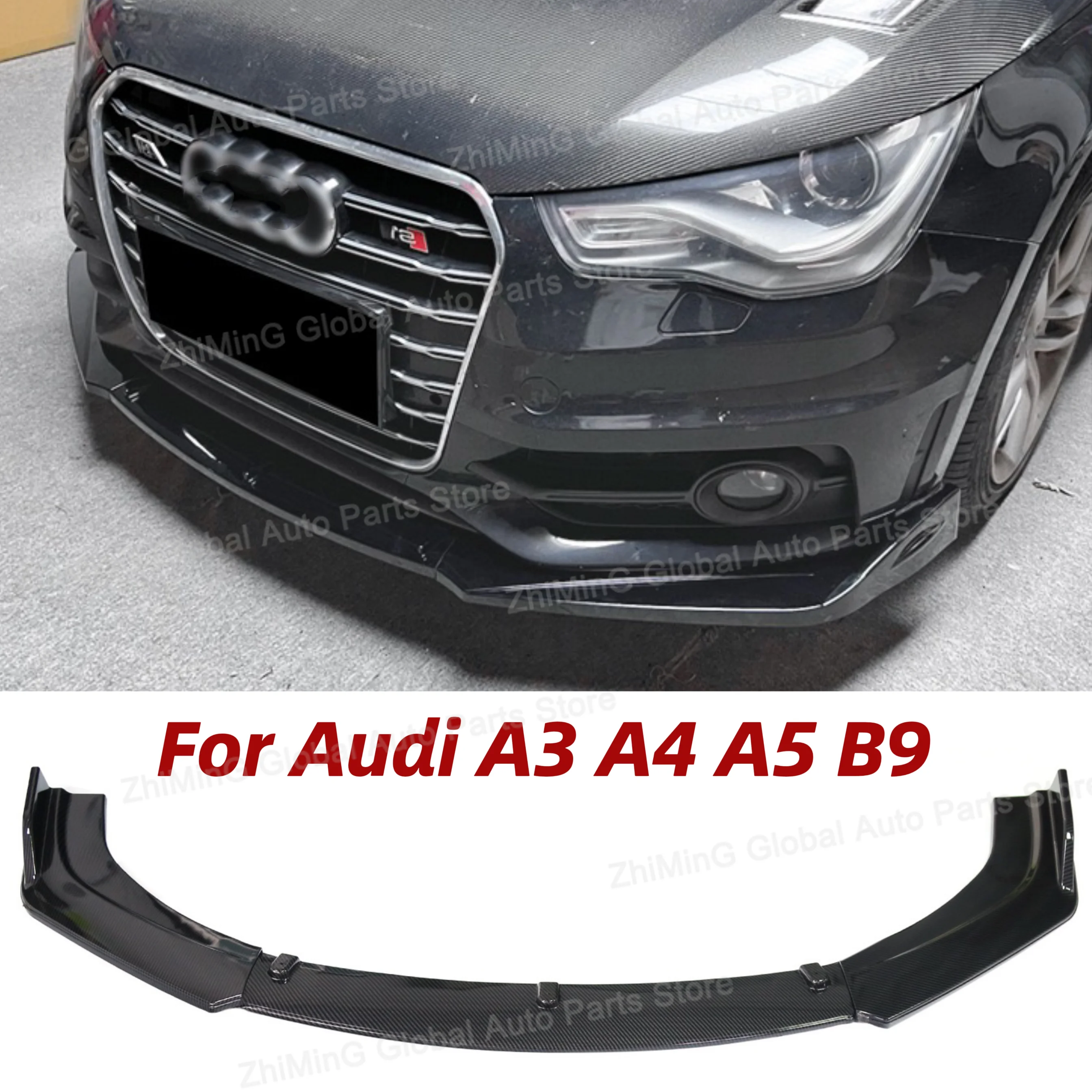 For Audi A3 A4 A5 B9 Front Bumper Lip Spoiler Diffuser Front Apron Surround Protective Board Auto Parts