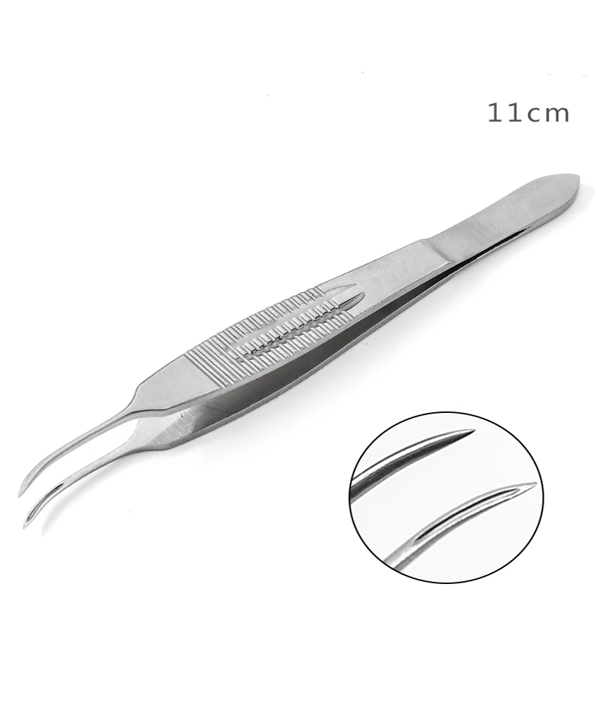 Medical thickened stainless steel groove extraction hair planting tweezers horizontal eyebrow extraction tool