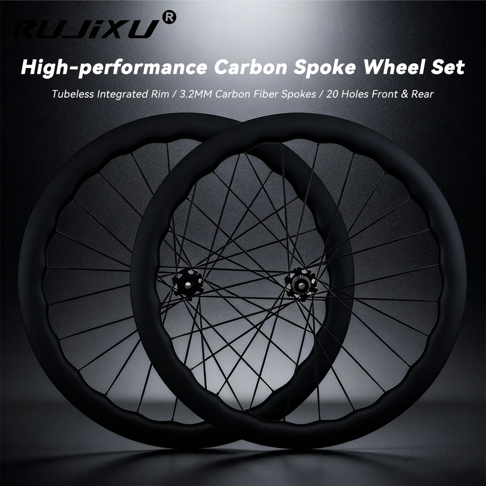 

RUJIJXU 700C 5045MM Carbon Wheelset UCI Approved Carbon Rim Tubeless Disc Brake Wheels Road Cycling Carbon Spokes Wheels