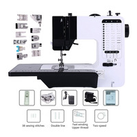 Sewing Machine Portable Mini Handy Replaceable Presser Foot 38 Stitches Overlock Knitting Start Button Electrec With Pedal Table