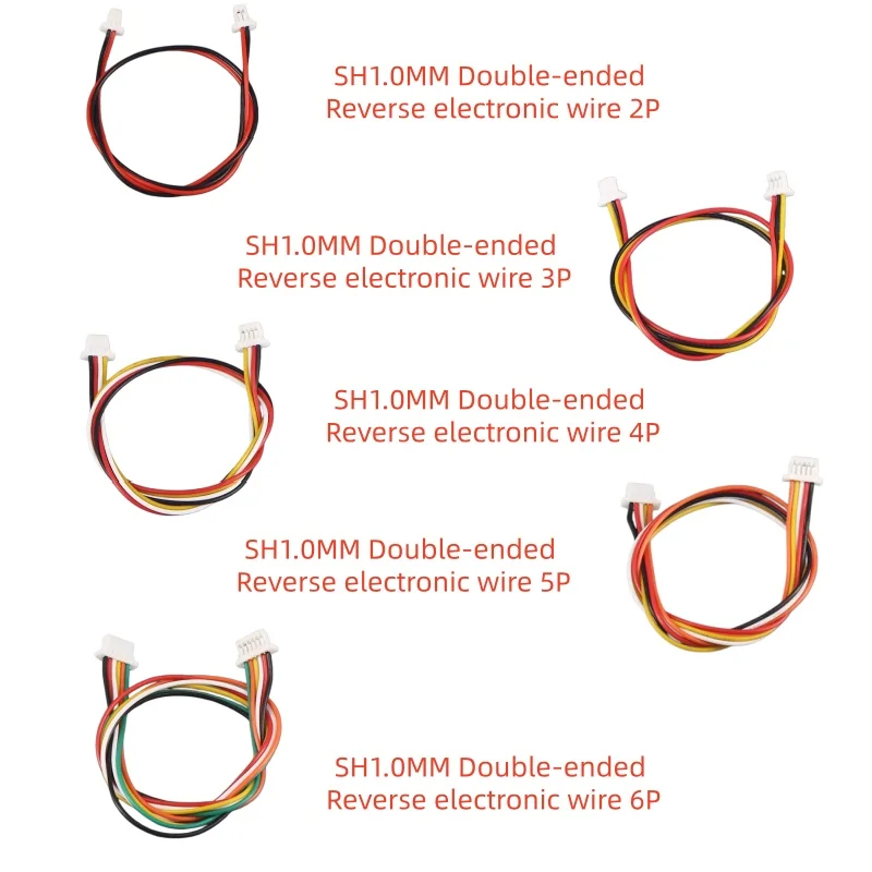 5pcs 1.0 mm reverse electronic conductors, double-ended terminals, 2P/3P/4P/5P/6P double-ended cables, connection lines10cm/20cm