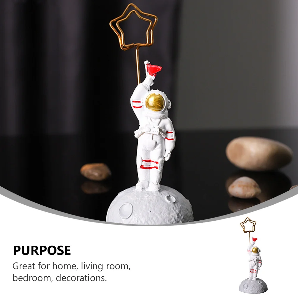 

2Pcs Astronaut Business Card Holder Creative Resin Desktop Ornament for Home Office Decor Kids Gift Lightweight Portable Mini