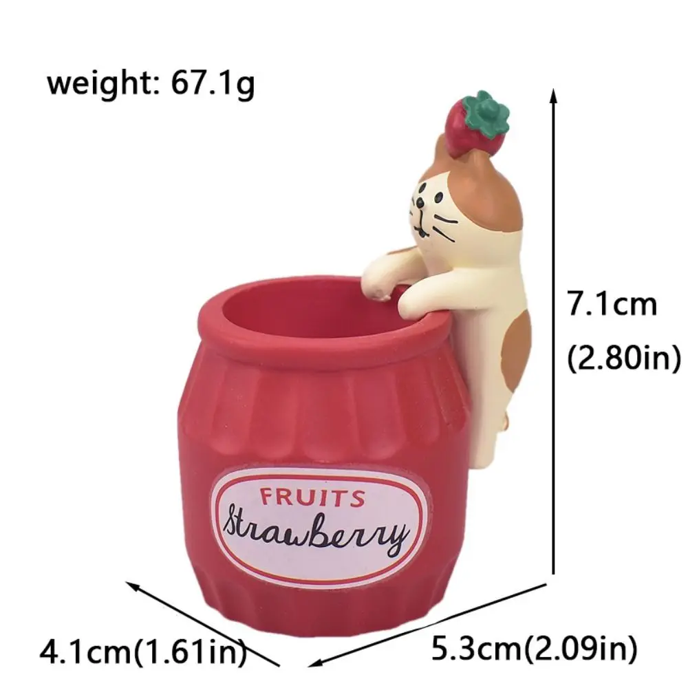 Cat Cat Pen Holder Japanese Grocery Fruit Resin Pen Organizer Tabletop Storage Desktop Decoration Stationery Container