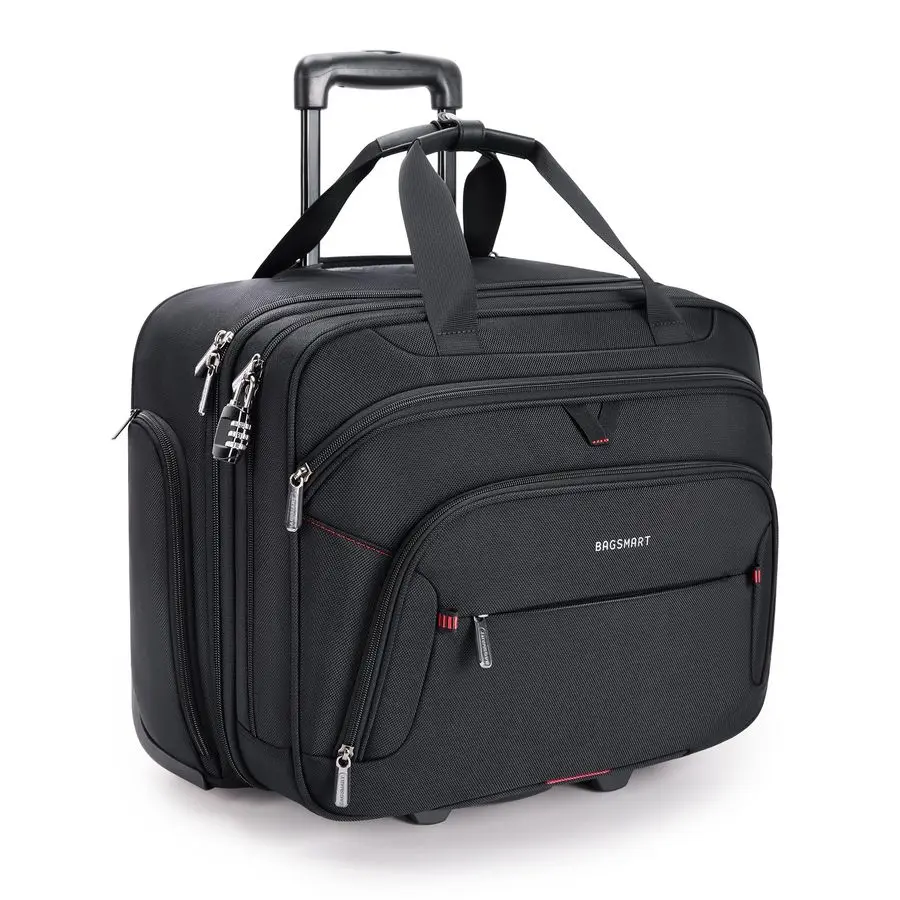 

Rolling Laptop Bag, Briefcase with Wheels Fits 17.3 Inch Laptop, Computer Overnight Rolling Bag with TSA Lock for Travel Men Wom