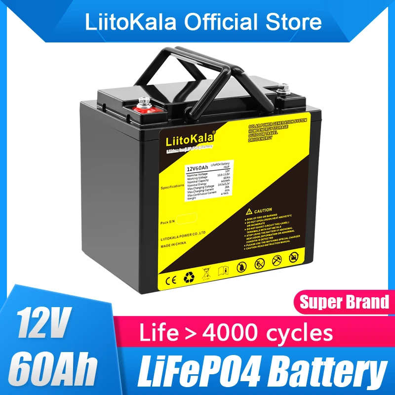 LiitoKala 12V LiFePO4 Battery 12.8V 50Ah 60Ah 100Ah 120Ah 150Ah 180Ah 200Ah For RV Campers Golf Cart Off-Road Off-grid