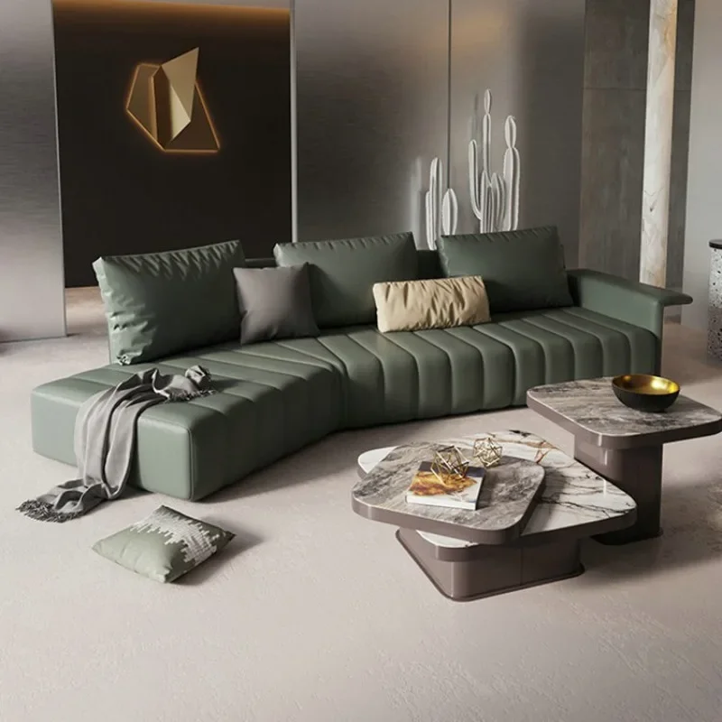 

Modern Italian minimalist piano key special-shaped sofa living room simple curved leather sofa