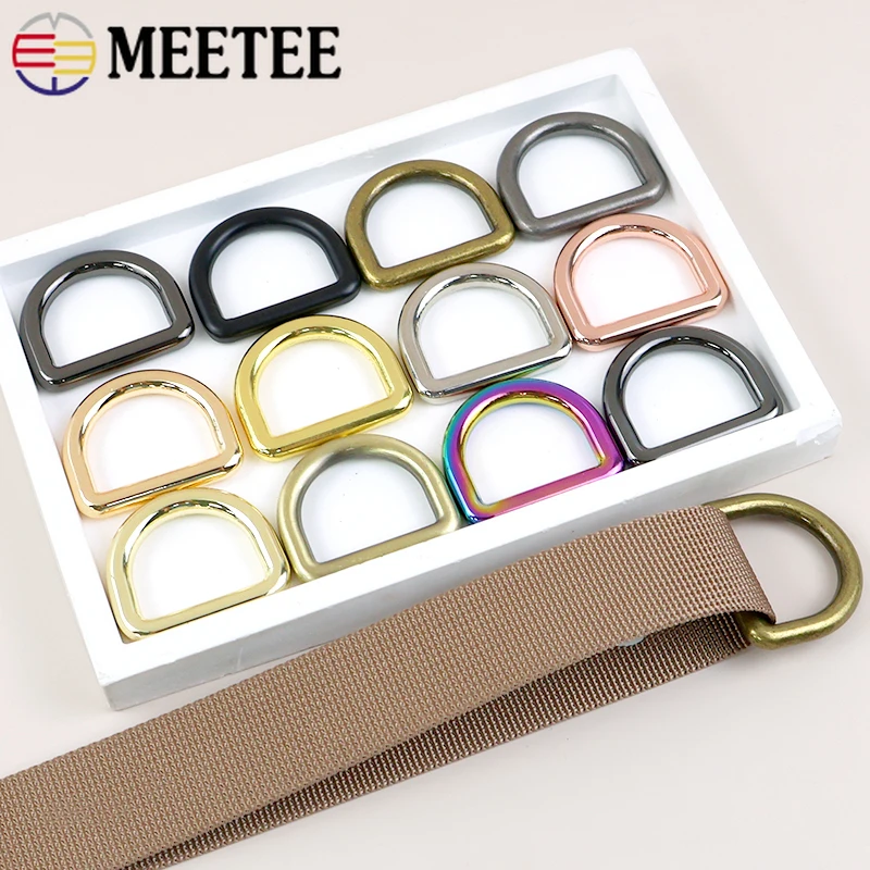 

10Pcs Meetee 10-38mm Metal D Ring Buckles for Bag Straps Belt Buckle Dog Collar Clasp Webbing Loops DIY Bags Sewing Accessories