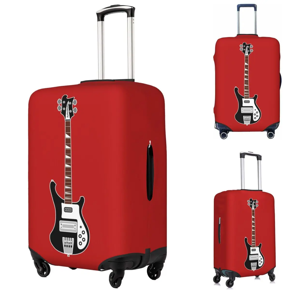 

GUITAR SILHOUETTES - RICKENBACKER BASS Suitcase Cover Protection Elastic Trip Luggage Protector Covers for 18-32 Inch