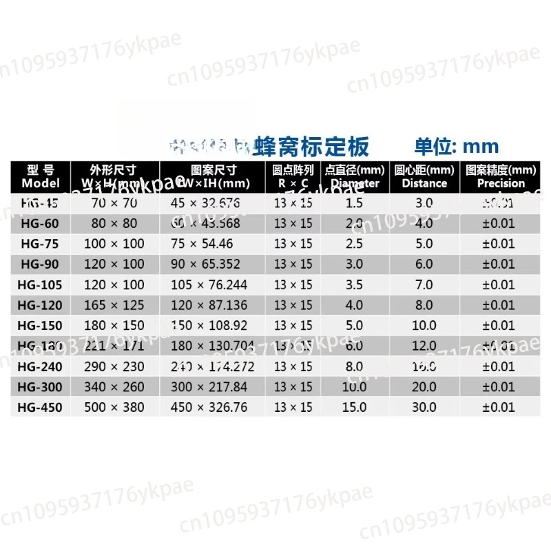 High Accuracy of Alumina Ha-lcon Honeycomb Calibration Board with Dot Vision