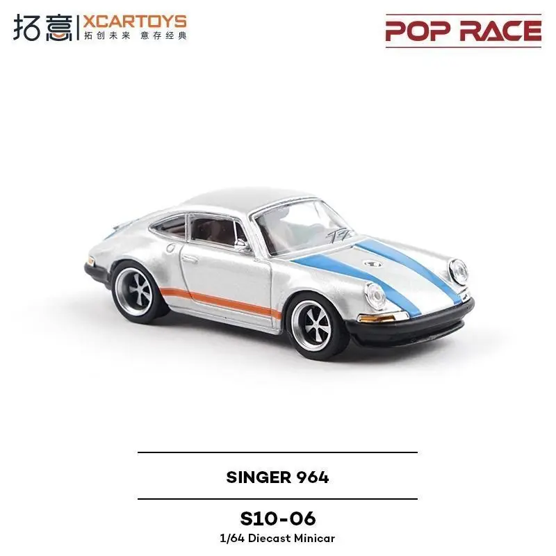 Xcartoys POPRACE 合金製 1/64 ポルシェ 964 スーパーカー ブルーレーシングモデル コレクションディスプレイ 精巧なアップグレードギフト 友達へのプレゼント