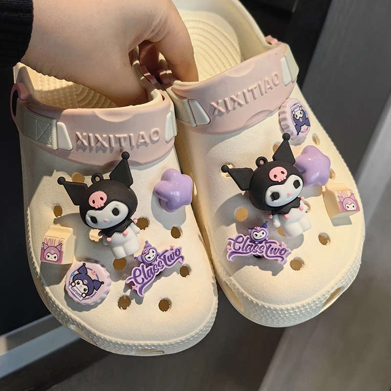 Kawaii Cute Sanrio Hello Kitty Series Shoe Buckle Set Cinnamoroll Kuromi DlY Slippers Accessories Souvenir Kids Girls Women Gift