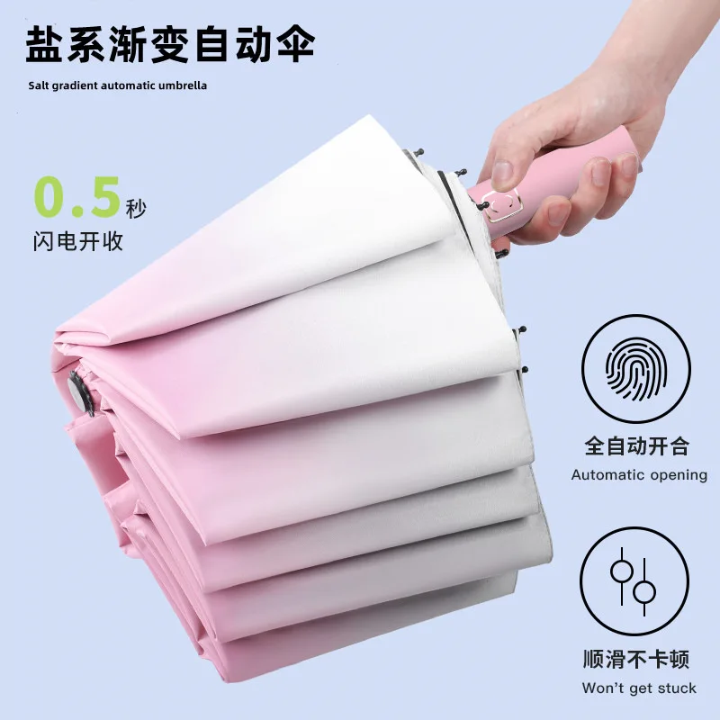 Fully Automatic Gradient Folding Umbrella High-end Rain and Sunny Dual-purpose Sunshade Umbrella