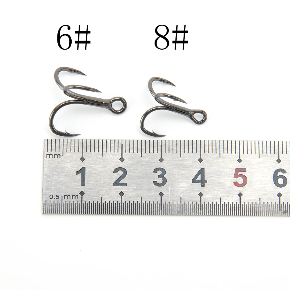 HYBOLAN 10pcs Fishing Hook 4X Strong Black Treble Hook Super Sharp High-Carbon Steel High Strength Saltwater accessories Tackle