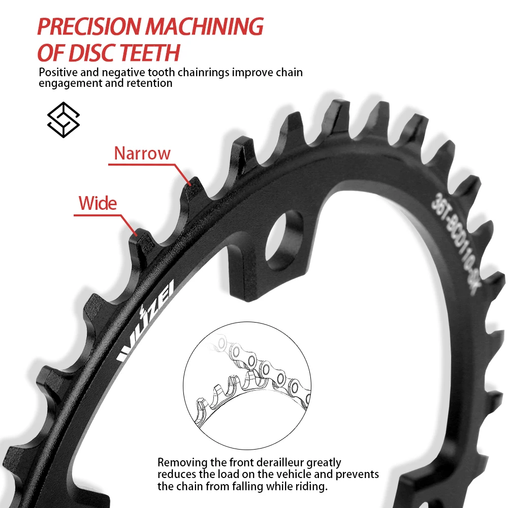 WUZEI Road Bike Chainring 110 BCD 4 Bolts Speed Bike 110BCD Chainwheel Narrow Wide Bicycle Crown for Shiamno R7000 R8000 4700