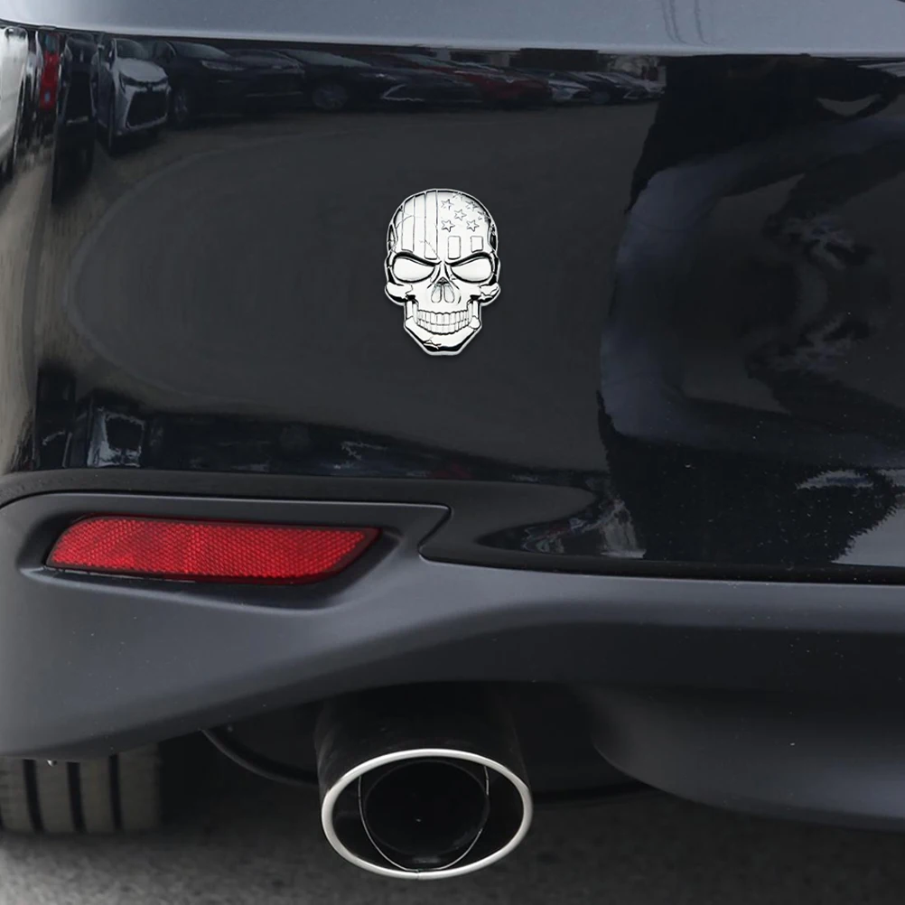

3D Car Logo Body Stickers Metal Skull Three-dimensional Decal Silver Badge Decals for Trucks