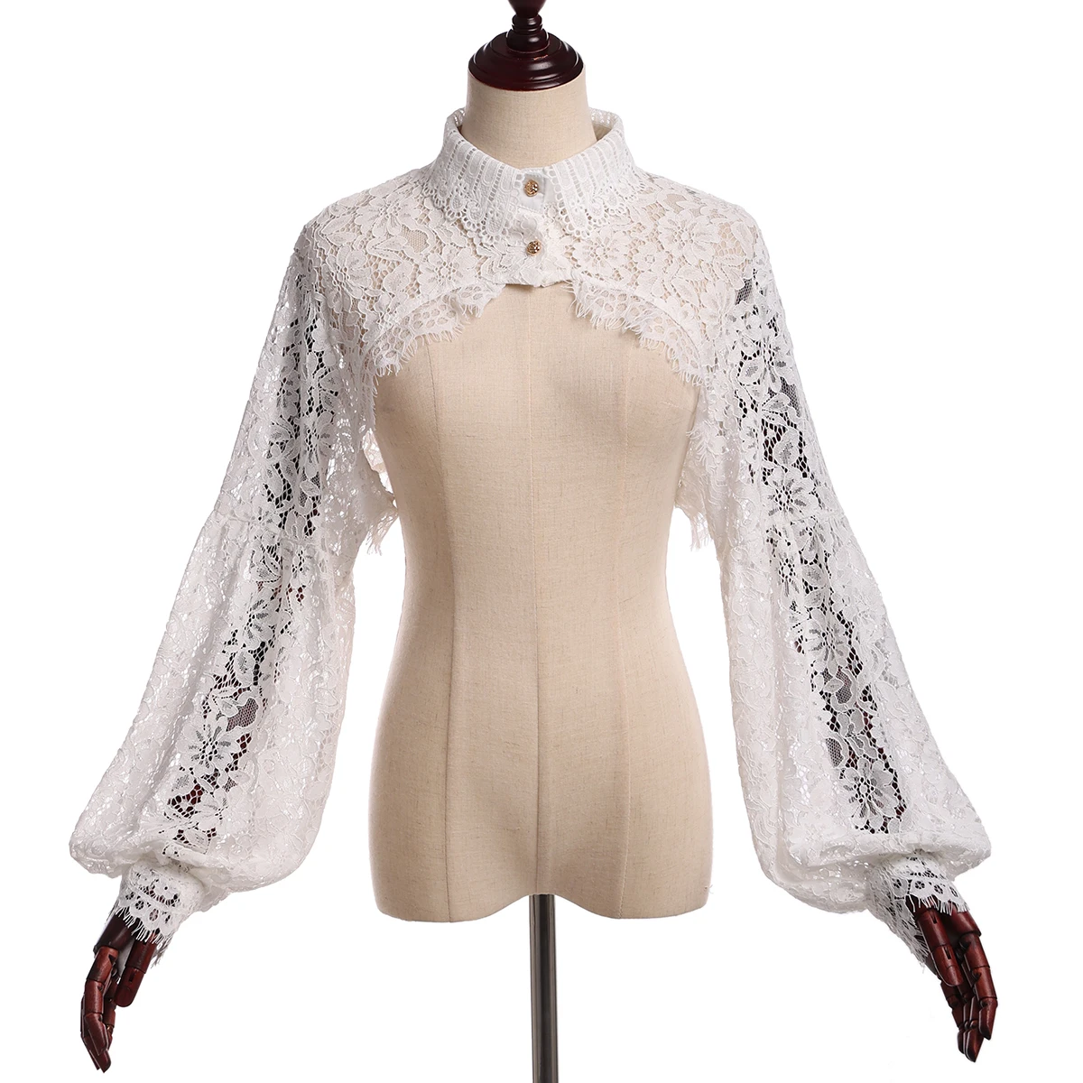 

Женская блузка с пышными длинными рукавами и отстегивающимся фальшворотником с рюшами, аксессуар для костюма