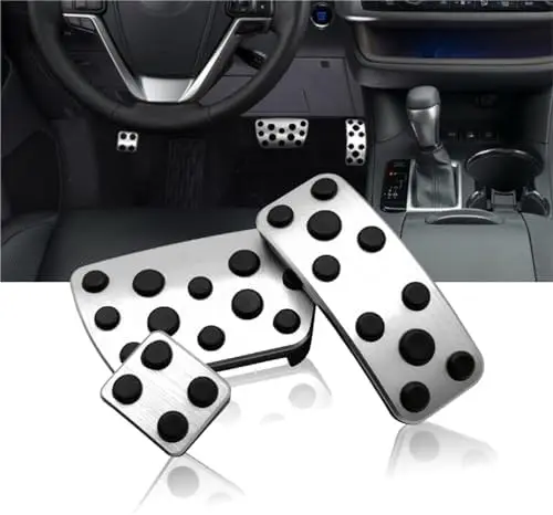 

Anti-Slip Pedal Covers for Camry & Highlander 2012-2017 - Silver Aluminum Brake & Gas Pedals