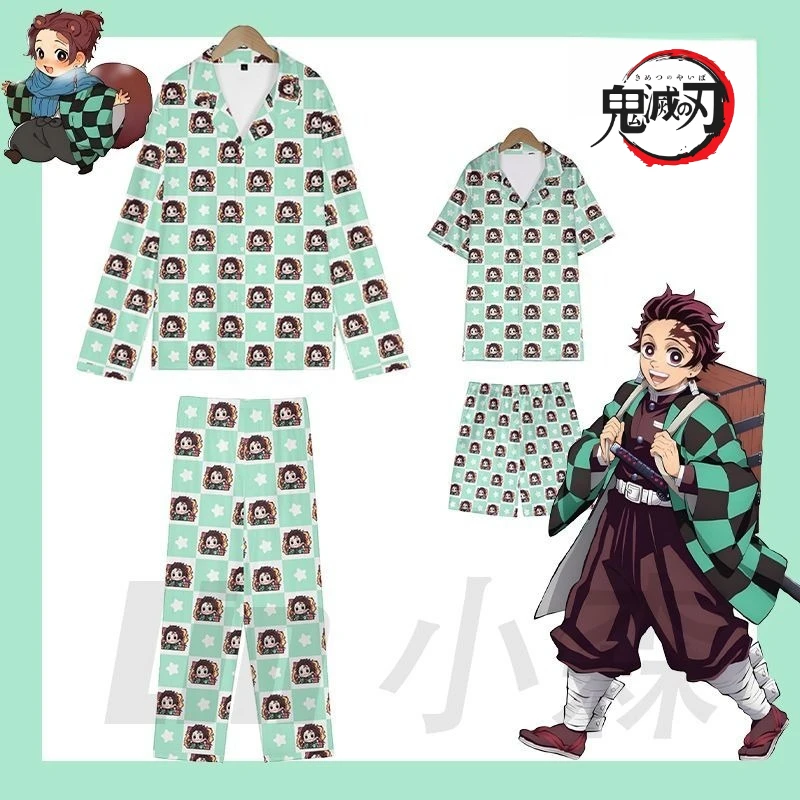 شيطان القاتل تانجيرو كامادو أنيمي بيجامة مجموعة زوجين مطابقة Homewear الكرتون تأثيري ملابس النوم للرجال النساء المتسكعون هدية #1