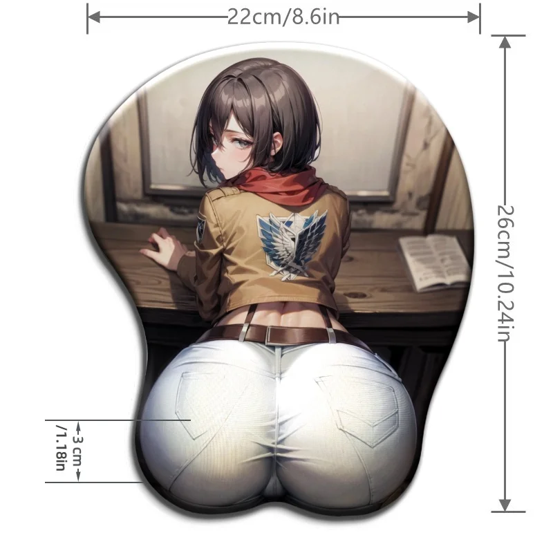 أنيمي ميكاسا بعقب الحمار ثلاثية الأبعاد مسند المعصم تصميم مريح حريري السلس النسيج بطانة حماية من السيليكون عدم الانزلاق بولي Bottom لاستخدام مكتب الألعاب #2