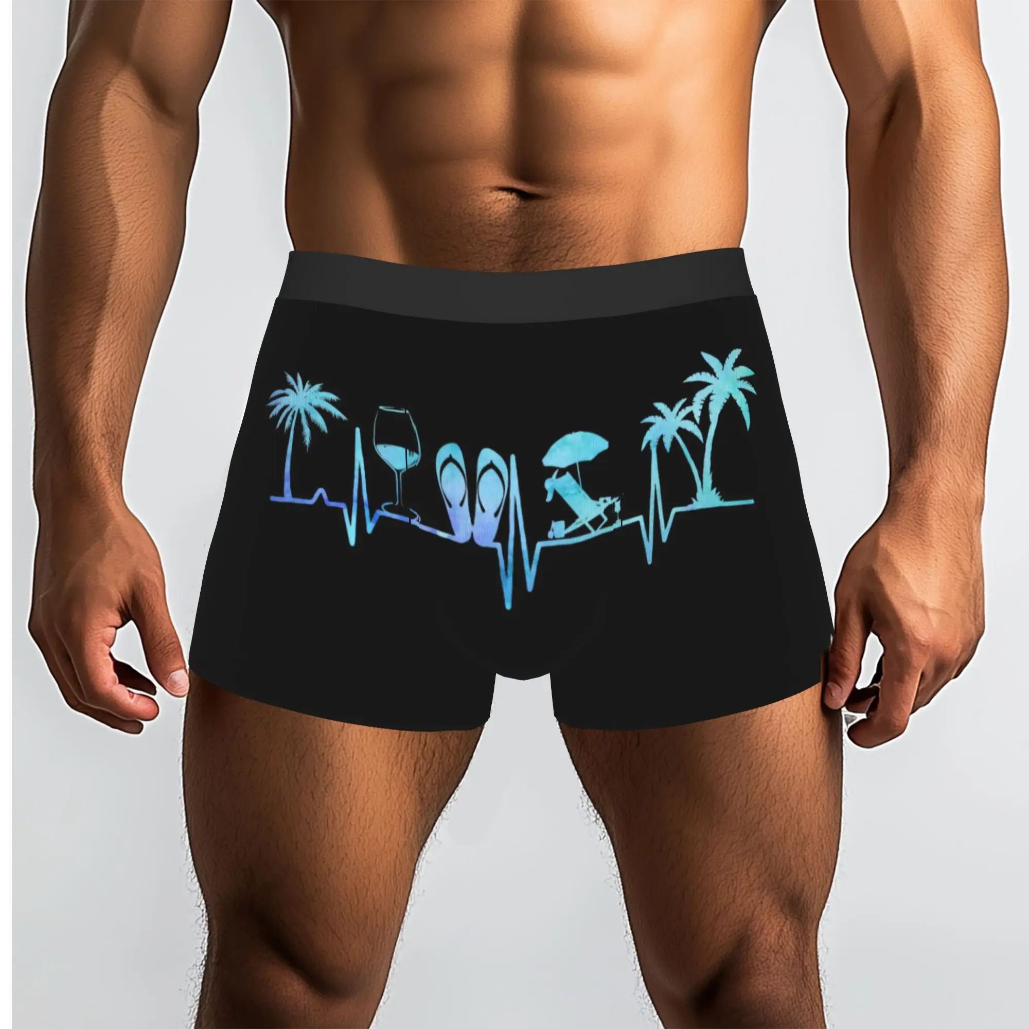 Custom Heartbeat Tree Wine Glass Flip Flop Summer Underwear Men Printed  Boxer Shorts Panties Briefs Soft Underpants