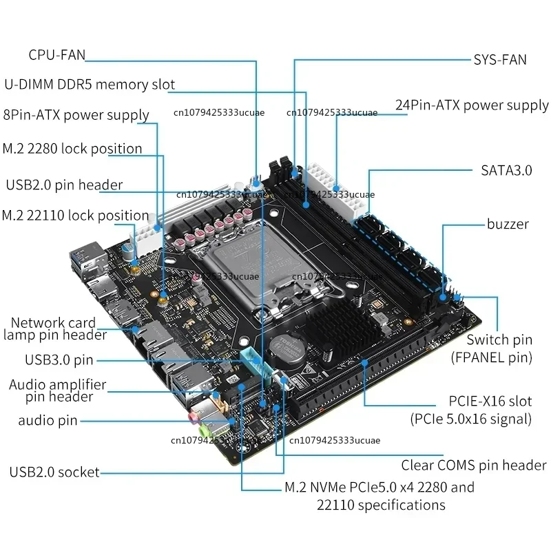Q670  VPro 8-Bay NAS Motherboard 12/13/14th Gen LGA1700 CPU 3x NVMe 8x SATA3.0 1x PCIEx16 2x DDR5 2.5G LAN H670 Mainboard view 5