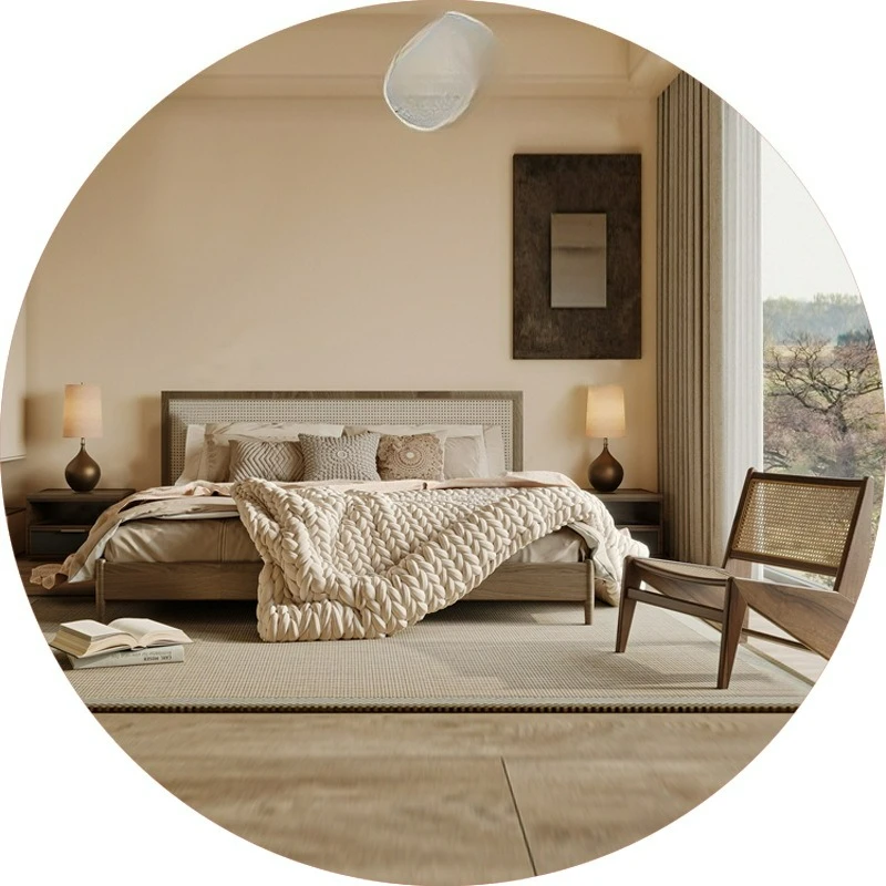 

Customizable wood bed double bed minimalist design
