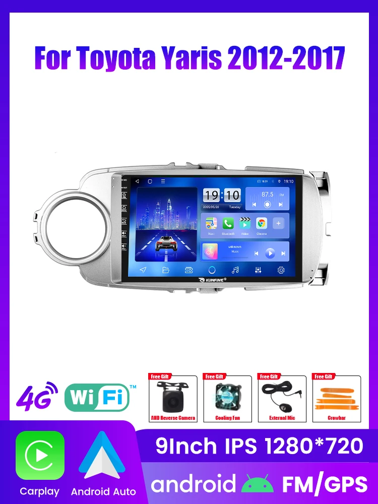 Android autoradio voor Toyota Yaris 2012-2017, 2DIN Octa Core GPS navigatie speler, IPS scherm, Carplay, Android Auto - afbeelding 2