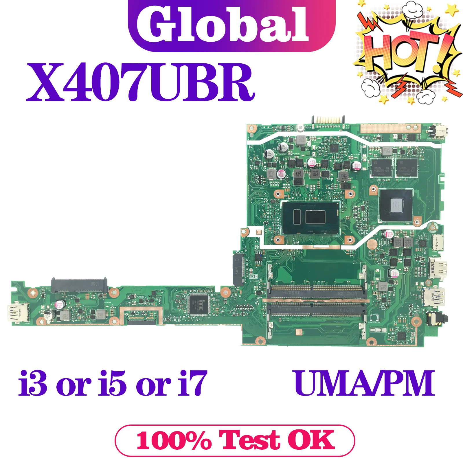 KEFU X407UBR Mainboard For ASUS X407U X407UA X407UV X407UAR X407UFR X407UF Laptop Motherboard I3 I5 I7 7th/8th Gen UMA/PM DDR4