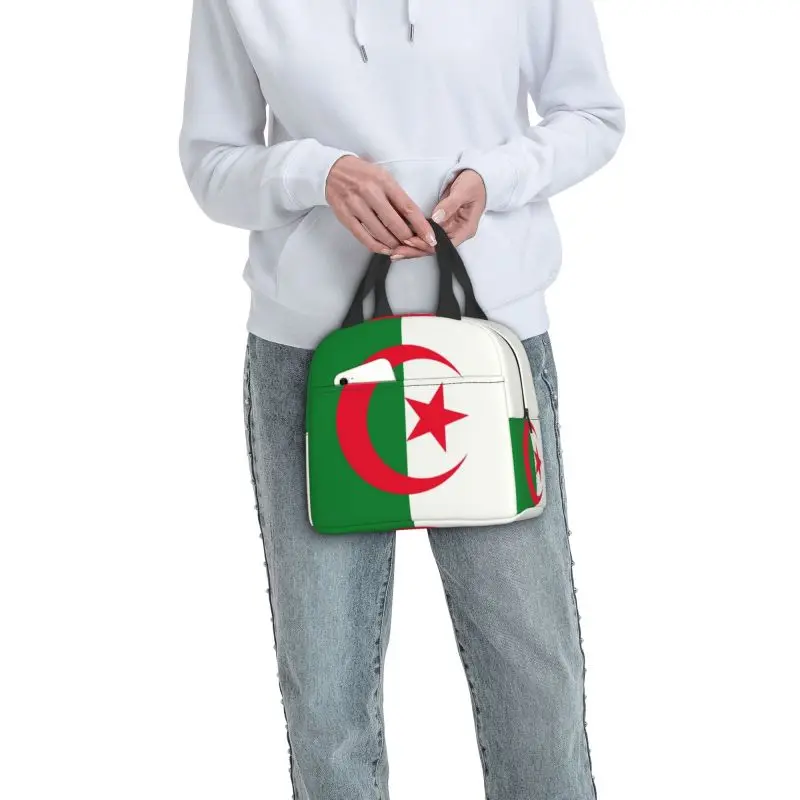 Custom Algeria Flag Lunch Bag Men Women Thermal Cooler Insulated Lunch Box for Kids School Children