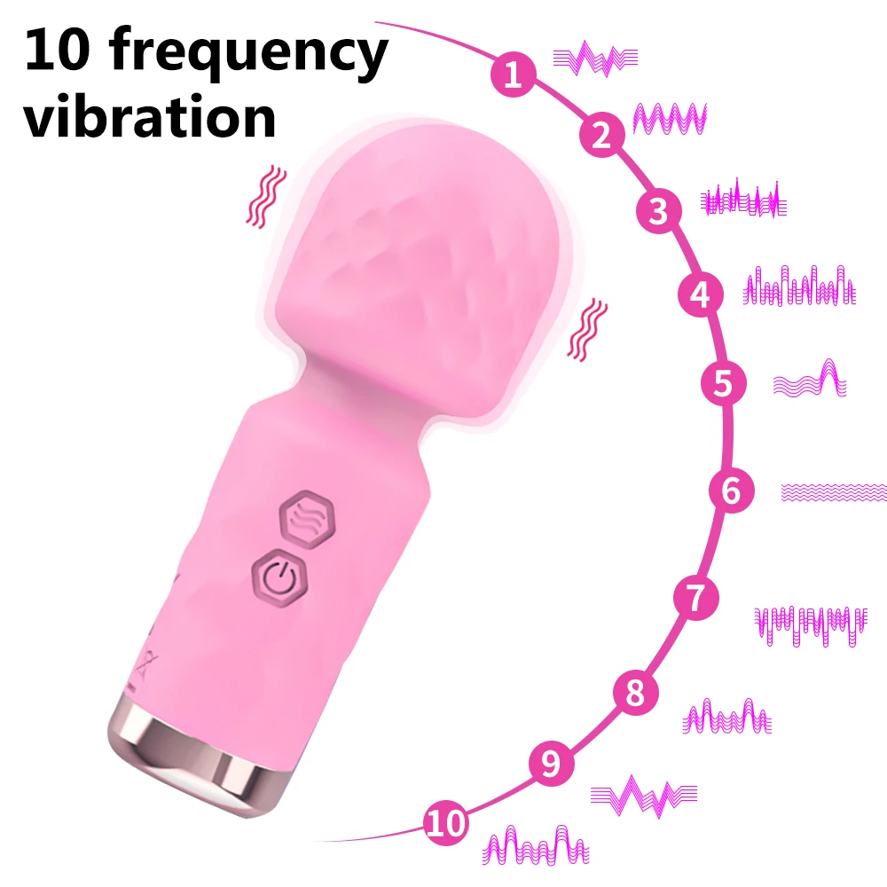 10 Modes Powerful Vibration Mini Vibrator Usb Charging Handheld Body Massager Clitoris G-Spot Vibrators Sex Toy Women AV Wand