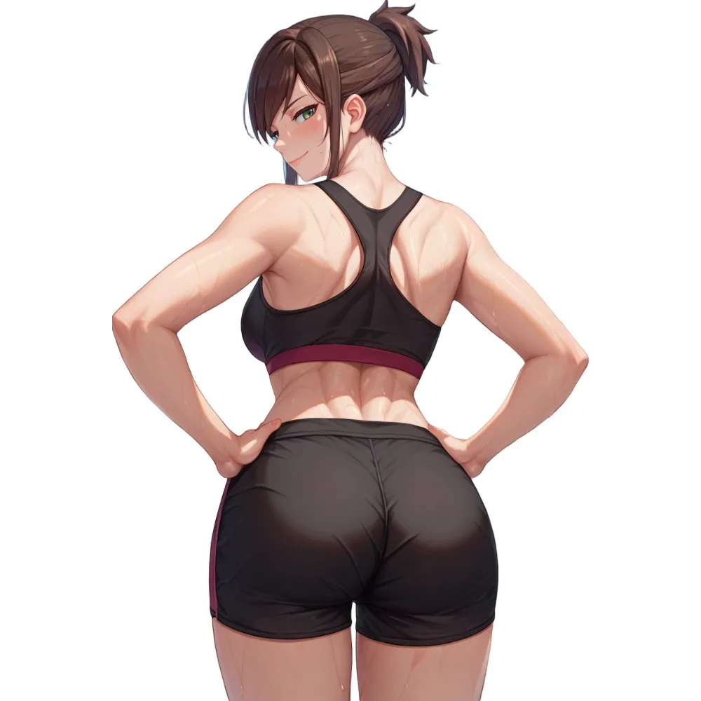 2D Flat Fitness Anime Girl Vinyl Sticker, Waterproof Decal for Car Motorcycle Laptop Wall Decor, Holiday Gift